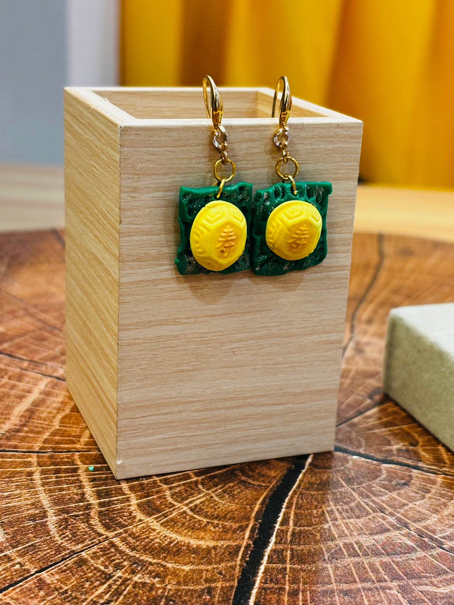 Yellow Ang Ku Kueh Earrings